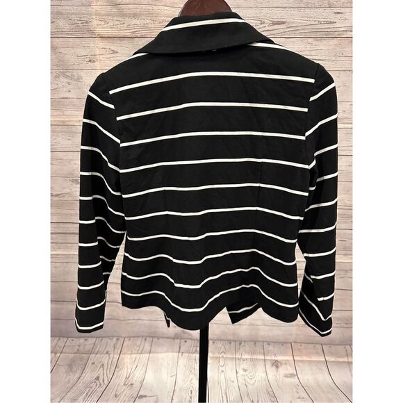Chico’s Black & White Stripe Button Front Collared Jacket Size Small or Chicos S - Picture 4 of 5